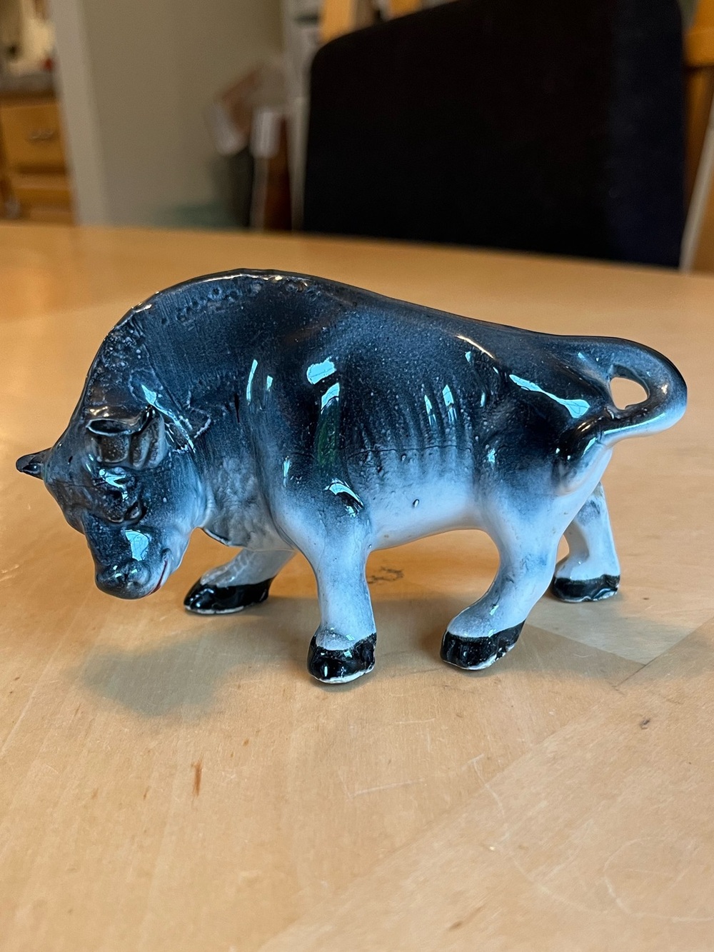Vintage Black and White Bull Steer Figurine Made in Japan - Picture 11 of 11